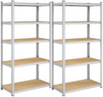 SONGMICS 2 db nagy teherbírású 5 szintes polc, 200 x 100 x 50 cm, ezüst