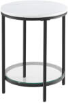 VASAGLE Kis asztal, márvány hatású kerek éjjeliszekrény, fekete