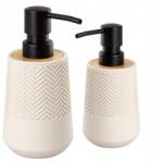 AWD Interior Folyékony szappan adagoló 250 ml Bézs Fekete Bambusz Hermos pumpával (AWD02191970)