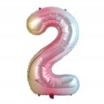  Héliumos Fólia Lufi Szám 2 Szivárvány Metál 100cm Születésnapi Dekoráció