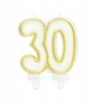 PartyPal Arany színű 30-as szám gyertya Számgyertyák születésnapi tortára
