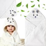  Fürdőlepedő Nagy Kapucnis 105x105cm Gyerektakaró Krém Maci (Ręcznik Kąpielowy Kremowy Miś)