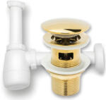  Szett: Klikk-klikk Dugó Túlfolyóval Arany Mosdószifon (ZESTAW: KOREK KLIK-KLAK Z PRZELEWEM + SYFON)