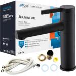 Focus Sanitar Pultra Szerelhető Mosdó Csaptelep Fekete Magas Forgatható Álló Fürdőszoba Loft (6003064)