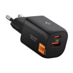 Spigen essential ee352eu hálózati töltő usb+type-c aljzat (35w, gan, pd gyorstöltő 3.0) fekete (ACH09463) - rufusz