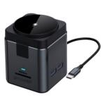 BlitzWolf type-c hub 9in1 (elosztó, 100w, 3 usb+type-c+rj45+hdmi+2 tf/sd kártya aljzat, 15w, wireless) fekete (BW-TH17)