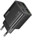 hoco. n55 hálózati töltő 2 usb+2 type-c aljzat (20w, gan, pd gyorstöltő 3.0) fekete (N55_B)
