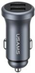 USAMS cc320 autós töltő 2 usb aljzat (12w, pd gyorstöltő) sötétszürke (CC320)