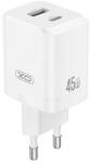 XO ce36 hálózati töltő usb+type-c aljzat (45w, pd gyorstöltő 3.0) fehér (XO-CE36) - rufusz