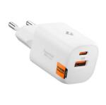 Spigen essential ee352eu hálózati töltő usb+type-c aljzat (35w, gan, pd gyorstöltő 3.0) fehér (ACH09462) - rufusz