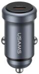 USAMS cc321 autós töltő type-c aljzat (30w, pd gyorstöltő) sötétszürke (CC321)