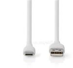 Nedis CCGB60800WT15 flexibilis USB A - USB C (USB-C) kábel, USB2.0, 15W, hossz 1, 5m, fehér rugalmas szilikon (CCGB60800WT15) (CCGB60800WT15)