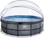EXIT Toys Piscină cu prelată și filtrare pentru nisip Stone pool grey Exit Toys construcție metalică rotundă 488*122 cm gri de la 6 ani (ET30471600) Piscina