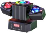  NEXTLY professzionális RGBW LED projektor, forgó, 3 fej, 4 x 23W RGBW LED x 23W, 2 x 50mW lézer, 115W LED 4 az 1-ben, távirányító és DMX, 12 integrált fényjáték, zenei szinkronizáció, stroboszkóp, DJ,