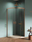 NEW TRENDY Prime Copper Brushed cabină de duș 90x90 cm semicircular cupru periat/sticlă transparentă K-3591 (K3591)
