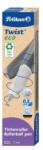 Pelikan Roller Twist ECO, Grip Ergonomic, Ambidextru, 1 Rezerva Albastra Inclusa, Gri Deschis, in Cutie de Carton (HRZ-824644)