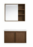 Elleci Lavre TOSCANA Fürdőszobai Szekrény Szett Mosdóval és Tükörrel - Sőtét famintás, 600x470x490 mm (ZŁ-TOS-6047-DW)