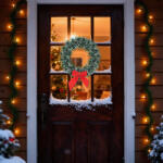  Karácsonyi ajtódísz / kopogtató - koszorú masnival - 27 cm (59711)