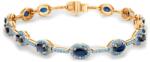 SAVICKI Brățară din aur alb-galben 585 cu safir albastru 0.07 ct 18 cm