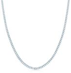 SAVICKI Colier tennis din aur alb 585 cu safire albe 5.840 ct 3, 0 mm 40 cm