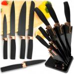 RETOO 5 Db-os Konyhakés Szett Blokkban Szett Éles Konyhakés Állvány Fekete (ZESTAW NOŻY O965)