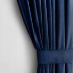 AmeliaHome bársony függöny 140x270 cm kék 82000-1366 (Gotowa Zasłona z Upięciem 140x270 kółka)