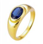 Ecarla Aranyozott gyűrű sebészeti acélból, arannyal bevonva, kék kő (5903678546564)