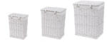 AdTrend Set 3 cosuri rufe, depozitare lemn salcie textil alb 30, 5 x 20, 5 x 40 cm, 37 x 26, 5 x 47 cm, 44 x 33 x 56 cm (110942)