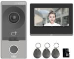 Uniview KIT videointerfon Smart pentru o familie, Rj45 + Wi-Fi 2.4Ghz, Card, Tag, monitor 7 inch negru - UNV OEU-201B/OEI-H-W (OEU-201B/OEI-H-W)