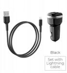 BOROFONE autós töltő 2x Usb Lightning kábellel, fekete (BFO-BZ13-L-B)