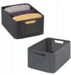 Keter Stílusos Tartós Kosár Curver Style M Tároló Rattan Kosár Sötét Szürke 18 L (STR-205845)