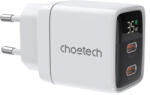 Choetech Адаптер Choetech PD6051, 2x USB-C, PD 35W, GaN, с дисплей, бял (01.01.02.XX-PD6051-EU-WH)