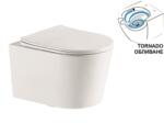 Inter Ceramic Конзолна тоалетна чиния Tornado ICC 4936, седалка и капак, порцелан, бял, 49x36x36см (4936)