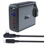 ACEFAST Hálózati Töltő Uk Angol Gan 100W Usb-c Kábel Szett Gyors Fekete (6974316281962)