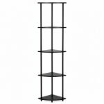 Brius Raft colt 5 polite mdf cadru metalic montaj perete, 148x30x30 cm, design modern, negru (HA-7546) Raft
