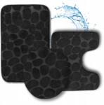  3 részes fürdőszobai szőnyeg szett, nedvszívó, csúszásgátló, fekete (Komplet 3szt dywaników łazienkowych zestaw)