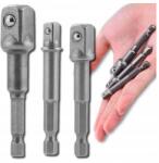  3db-os készlet Adapter 1/4 1/2 3/8 fúró-csavarozóhoz Hex dugókulcs (Zestaw adapterów 3szt nasadek HEX do wkrętark)