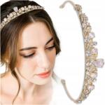 EdiBazzar Diadém, gazdag dísz a hajba, kristályos menyasszonyi korona, arany esküvői tiara (Tiara ślubna ozdobna korona złota)
