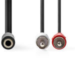 Nedis CAGB22255BK02 sztereo audio kábel, 2x RCA dugó - 3, 5 mm jack aljzat, 0, 20m (CAGB22255BK02) - wpower