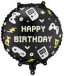  Happy Birthday fólia lufi táblás, 35x35 cm, vegyes mintás (FB344)