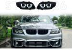 Tuning - Specials Faruri Xenon U-Led 3D Dual Halo Rims compatibil cu BMW Seria 3 E90 E91 LCI cu AFS (2008-2011) Negru (6549)