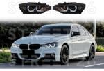 Tuning - Specials Faruri Angel Eyes LED DRL compatibil cu BMW Seria 3 F30 F31 Sedan Touring LCI (2015-2019) Negre (6907)