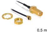 Delock antenna kábel, SMA Jack Bulkhead > MHF/U. FL-LP-088 kompatibilis dugó, 500 mm 1.37 (88825) (88825) (88825)
