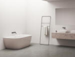 RAVAK Freedom Wall Tec 170x87, akrilkád, Alabaster Pink/fehér, fehér/fekete/króm lefolyó (CE31600000) - csempekert