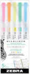 Zebra Szövegkiemelő készlet, 1, 4/4 mm, kétvégű, Zebra Mildliner Fluorescent, 5 szín (78105) - web24