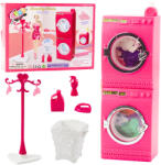 LEAN Toys Baba Mosógép Szett Mosógép Szárítógép Akasztó Kosár Rózsaszín