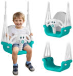 Ricokids Gyerek hinta, Ricokids, türkiz/fehér, elefánt minta, állítható kötélmagasság: 130-160 cm, átalakítható, teherbírás: 30 kg, téglalap alakú (TE770201)