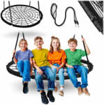 Neo-Sport Fészekhinta, Neo-Sport NS-104, fekete, átmérő: 120 cm, vízálló, állítható kötélmagasság: 90-160 cm, acél váz, poliészter pókhálókötél, teherbírás: 150 kg, kerek (TE110420)