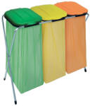 Strend Pro Szemeteszsáktartó állvány, Strend Pro Ecofix-3 Trio, háromzsákos, zsákkapacitás: 20-130 l, horganyzott keret, 96 × 42 × 78 cm, narancssárga + zöld + sárga fedél (TC2211494)
