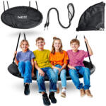 Neo-Sport Fészekhinta, Neo-Sport NS-103, fekete, átmérő: 120 cm, vízálló, állítható kötélmagasság: 90-160 cm, acél váz, párnázott, Oxford 600D poliészter, teherbírás: 150 kg, kerek (TE110320)